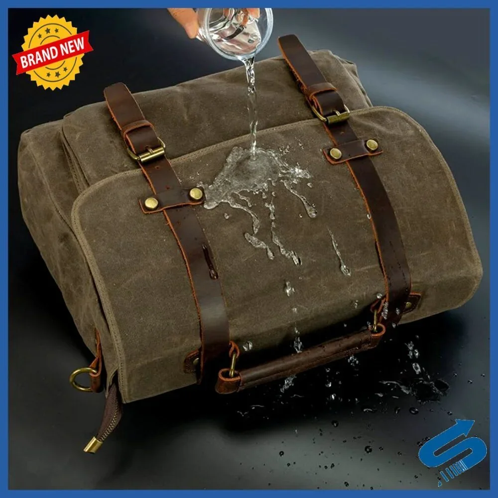 Vintage Leather Messenger Bag Waxed Canvas Business Shoulder Satchel Classic